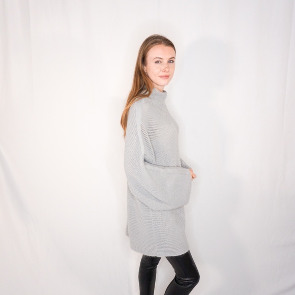 JOHN + JENN Grey Turtleneck Grey Dolman Sweater - Picture 3 of 8